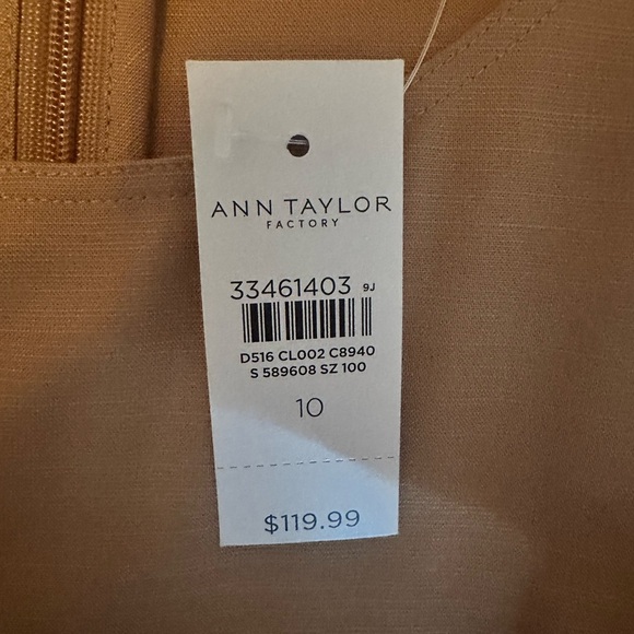 NWT Ann Taylor Sleeveless Sheath Belted Knee Length Wrap Dress Camel Size 10 - Picture 9 of 14